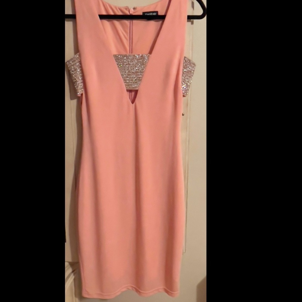 Bebe Rhinestone Sleeveless Cocktail Dress